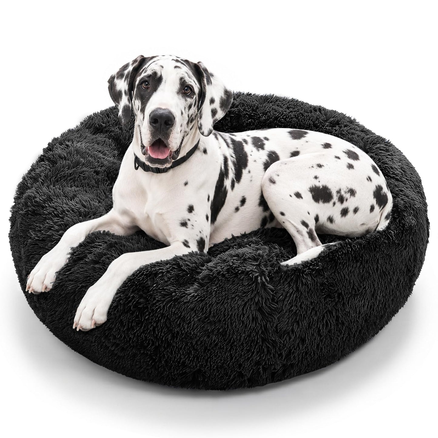 JOLLYVOGUE Small Dog Bed, Calming Soft Anti-Anxiety Donut Cat Bed, Washable Round Fluffy Cushion for Small and Medium Pets (20")
