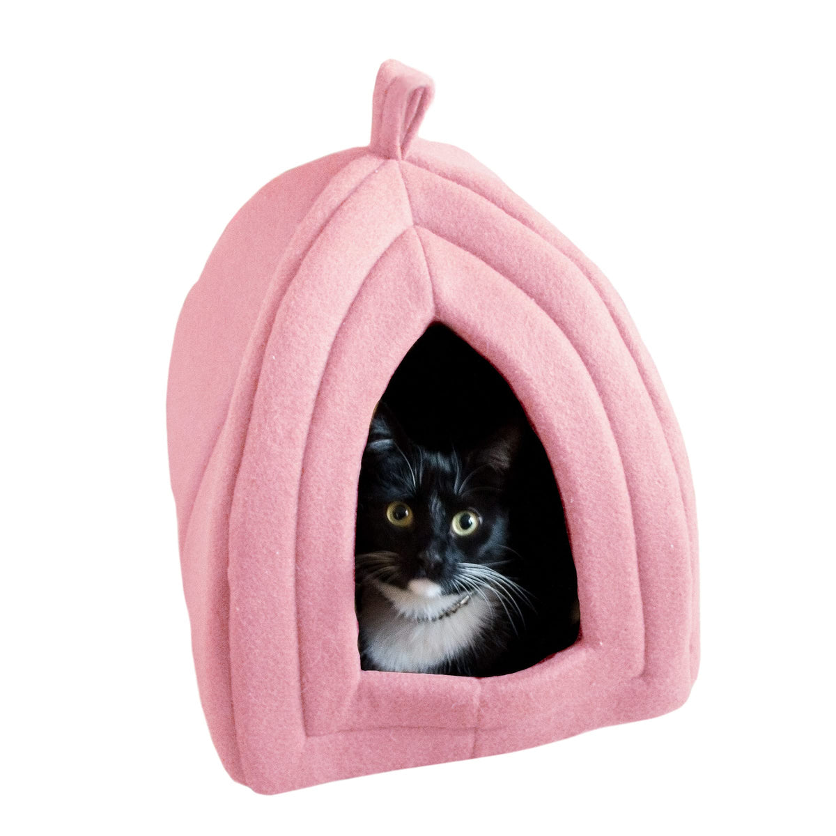 Cat House Indoor Cat Bed with Removable Foam Cushion, Plush Cat Tent Bed for Small Pets, Comfortable Cozy Hideaway for Cats, Kittens, Rabbits, Guinea Pigs, Ferrets, Hedgehogs, by PETMAKER (Blue)