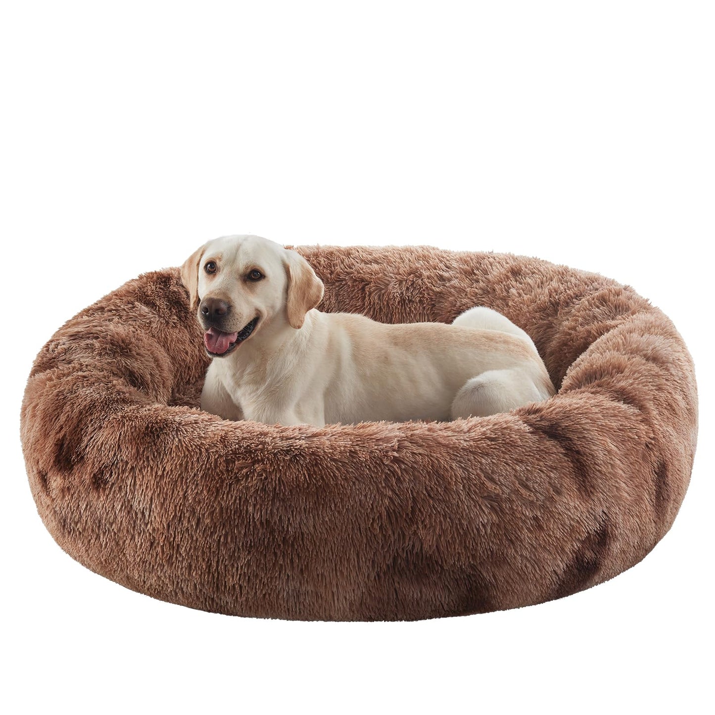 36 inches Donut Dog Bed for Large Dogs - Calming Fluffy Round Pet Bed with Removable & Washable Cover,Fits up to 80 lbs Pets (Dark Grey,Large)