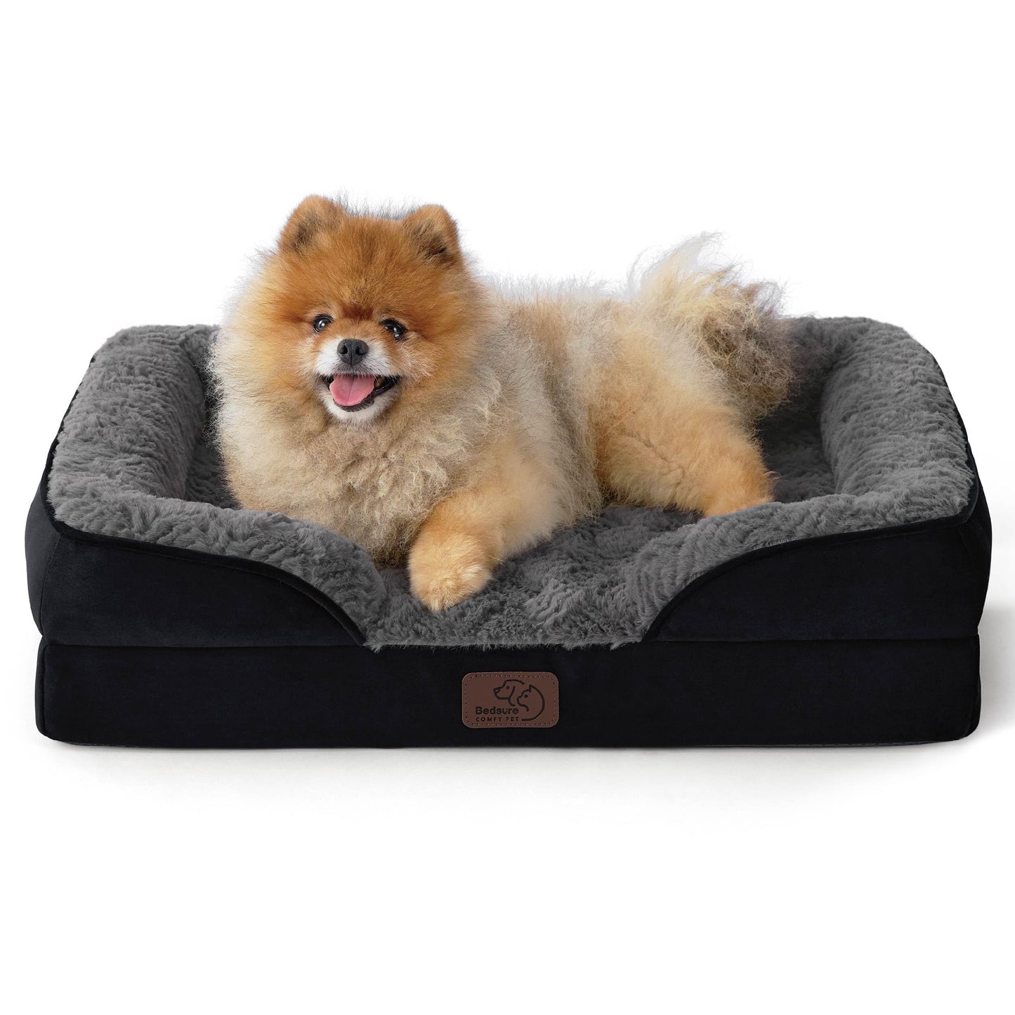 Bedsure Orthopedic Dog Bed Medium Size Dogs - Washable Small Medium Dog Cat Bed Waterproof, Comfort Cats Couch Sofa with Washable Removable Cover, Pets Bed with Nonskid Bottom, Grey, 28"