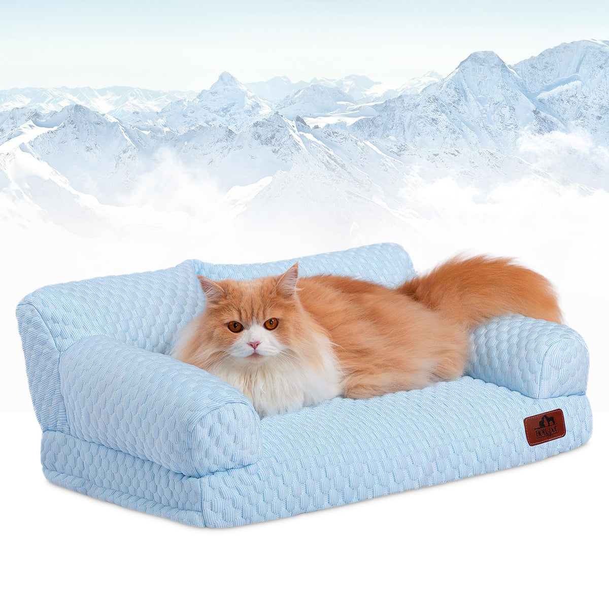 Hollypet Fluffy Dog Cat Bed Pet Couch Beds Plush Soft Warming Washable Puppy Bed for Small Medium Dogs and Large Cats, White, 24" L x 18" W x 10" Th