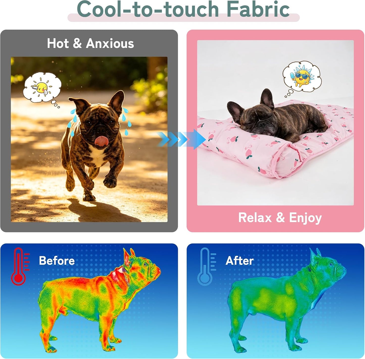 PUMYPOREITY Cooling Dog Bed, Pet Cooling Mat with Pillow, Ice Silk Cooling Dog Blanket, Self Cooling Pad for Cat,Dog, Washable Summer Pet Mat for Kennel, Crates, Sofa, Floor, Pink, S