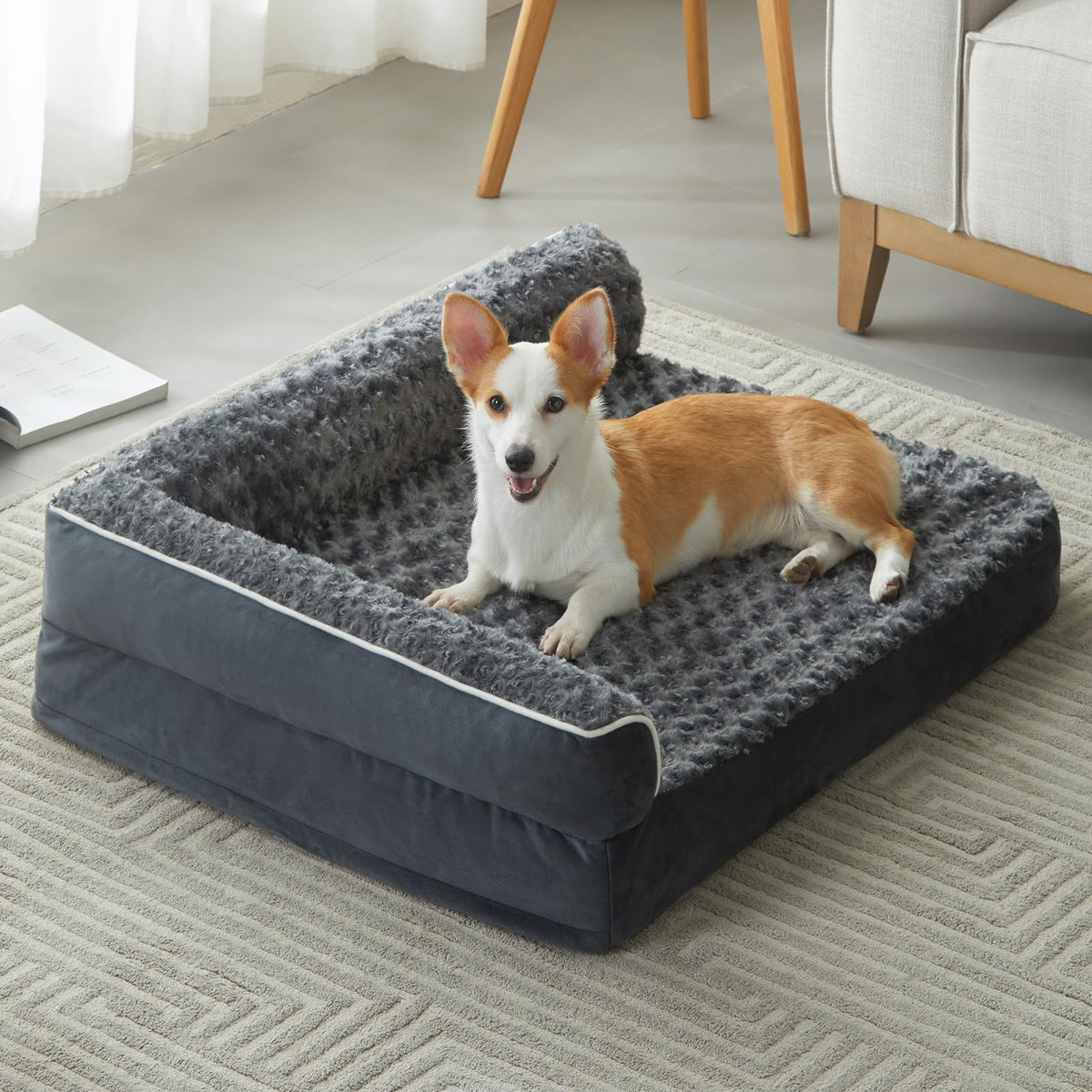 BFPETHOME Orthopedic Dog Beds for Large Dogs-Waterproof Sofa Dog Bed with Removable Washable Cover, Big Pet Bed with Waterproof Lining and Nonskid Bottom,Pet Bed for Large Dogs
