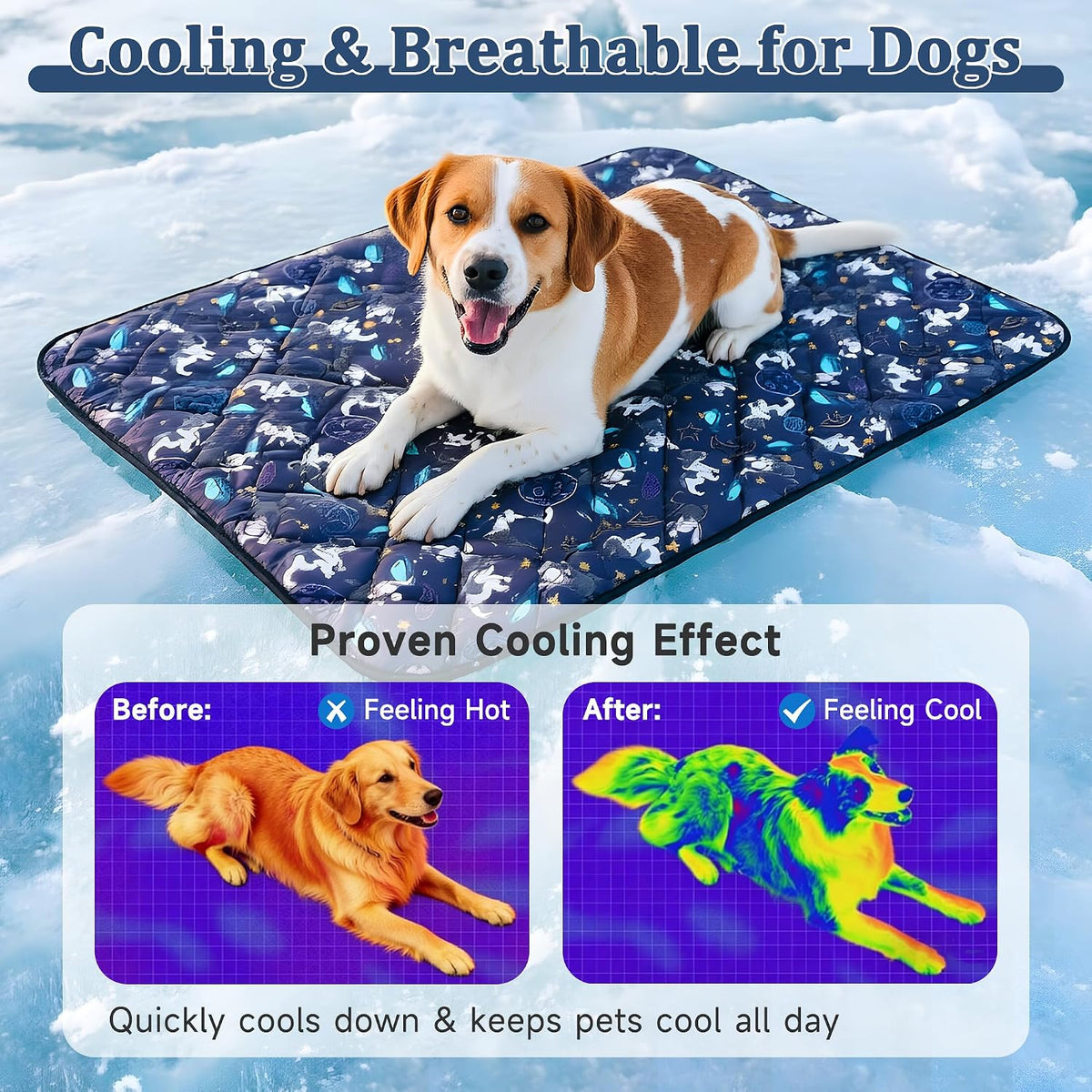 Premium Cooling Mat for Large Dogs - Washable Dog Cooling Throw Blanket，Durable Self Cooling Pet Mat for Cat, Soft Summer Blanket for Hot Weather, 28''x40''