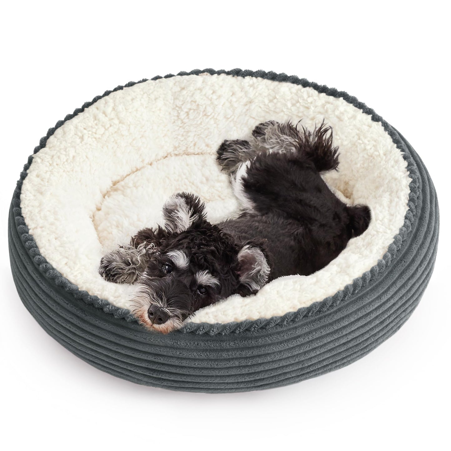 Love's cabin Round Donut Cat and Dog Cushion Bed, 20in Bed for Cats or Small Dogs, Anti-Slip & Water-Resistant Bottom, Super Soft Durable Fabric Pet Beds, Washable Luxury Cat & Dog Bed Gray