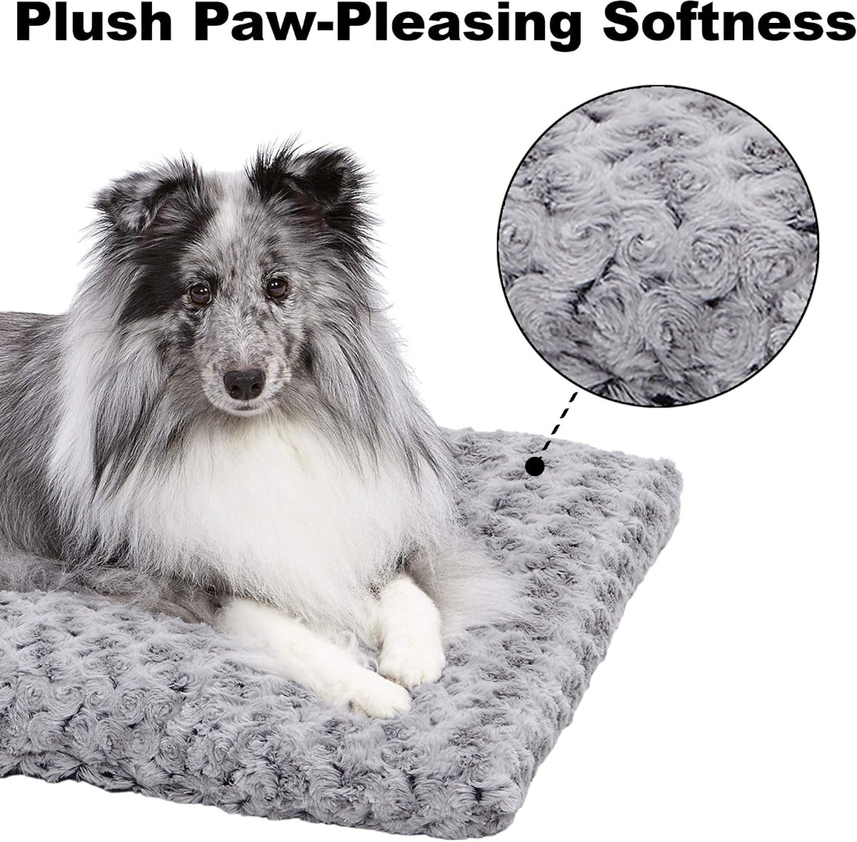 MidWest Homes for Pets Small QuietTime Deluxe Gray Ombré Swirl Plush Pet Bed, Machine Washable, Non-Skid Bottom, Soft Crate Mat for 24-inch Crates