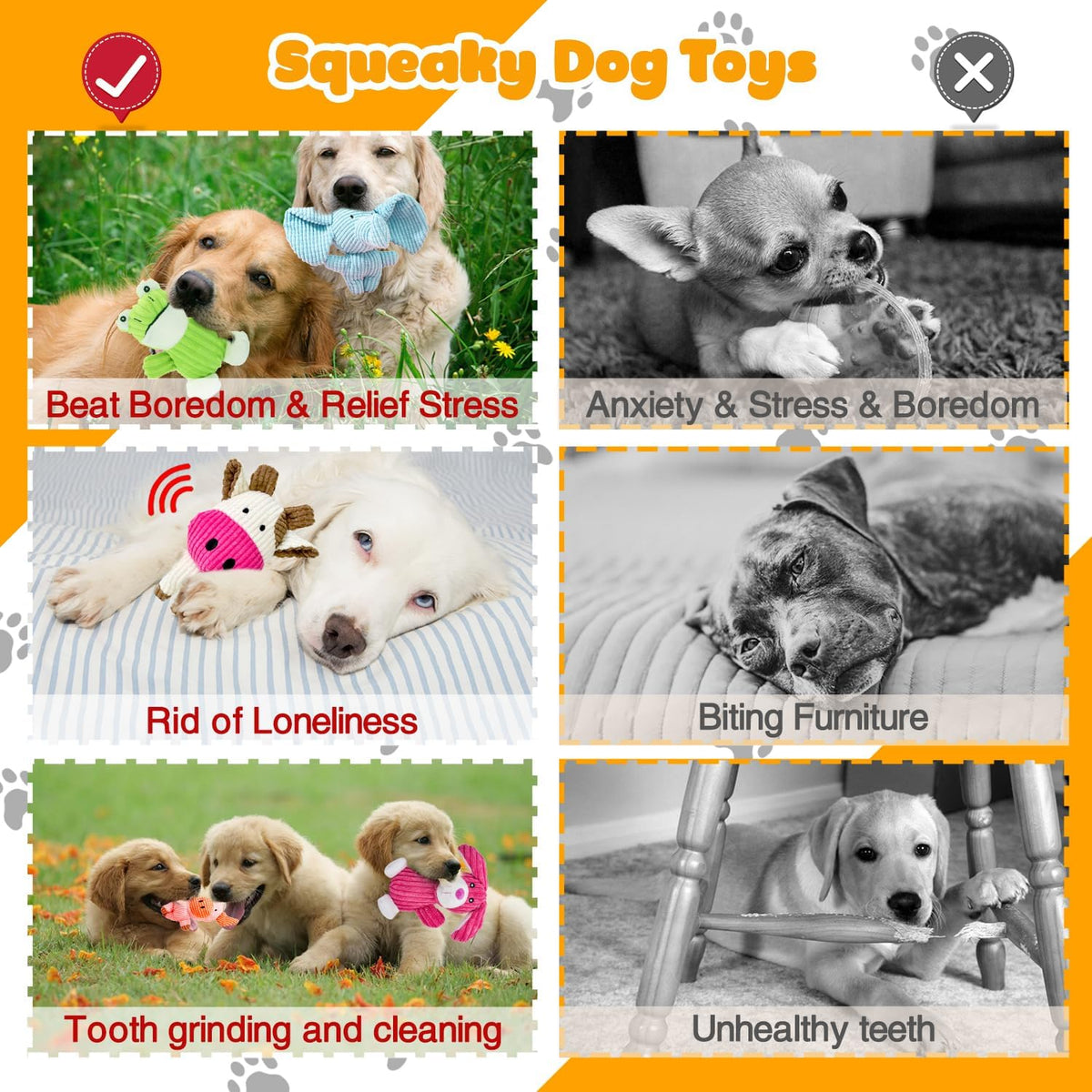 MRSOHRET 5 Pack Dog Toys Squeaky, Tough Stuffed Plush Puppy Chew Toys for Teething, Durable Plush Dog Toy for Large Medium Small Breed to Keep Them Busy