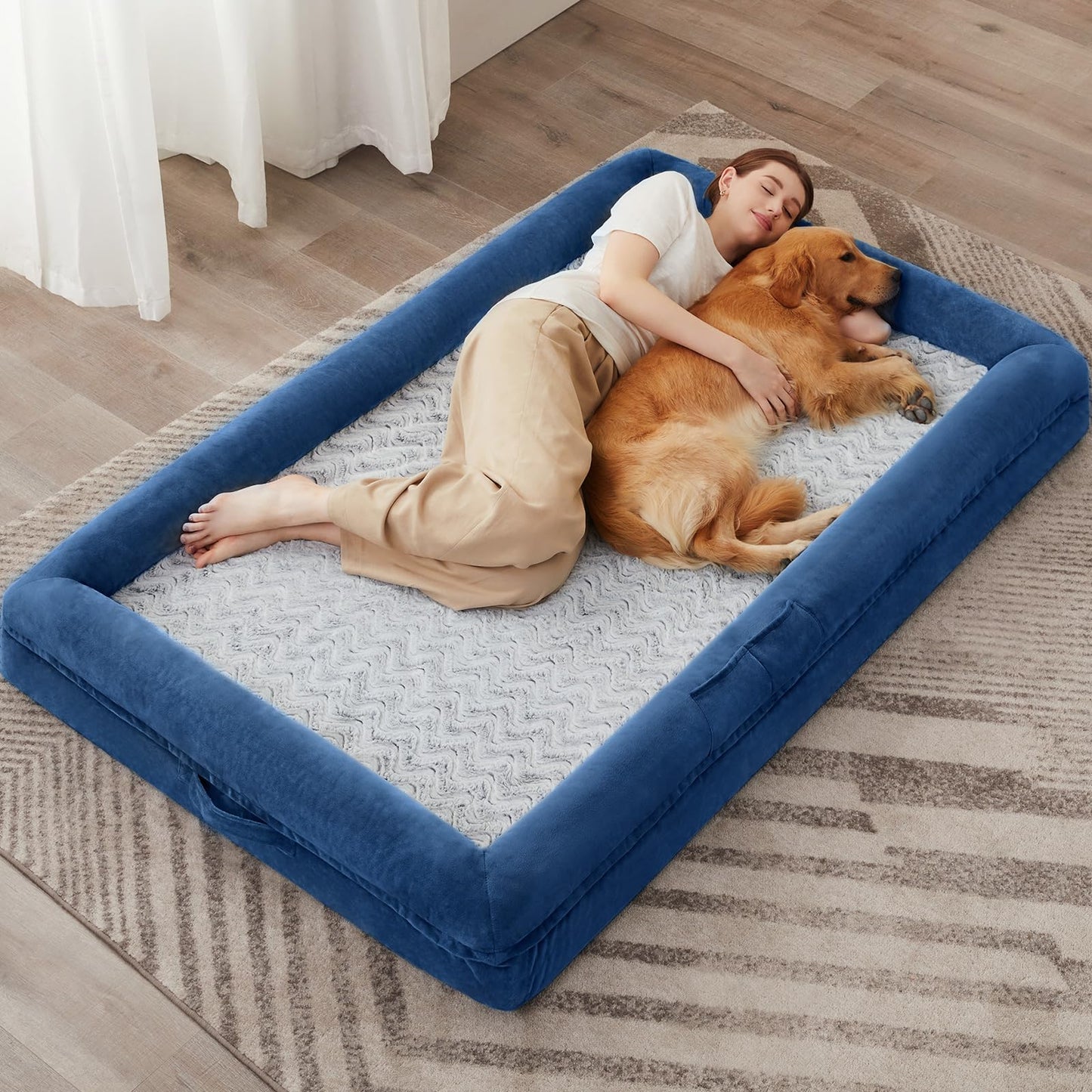 WNPETHOME XL Extra Large Dog Bed, Washable Dog Couch with Removable Waterproof Cover, Orthopedic Large Pet Sofa Bed with Bolster Sides for Sleeping