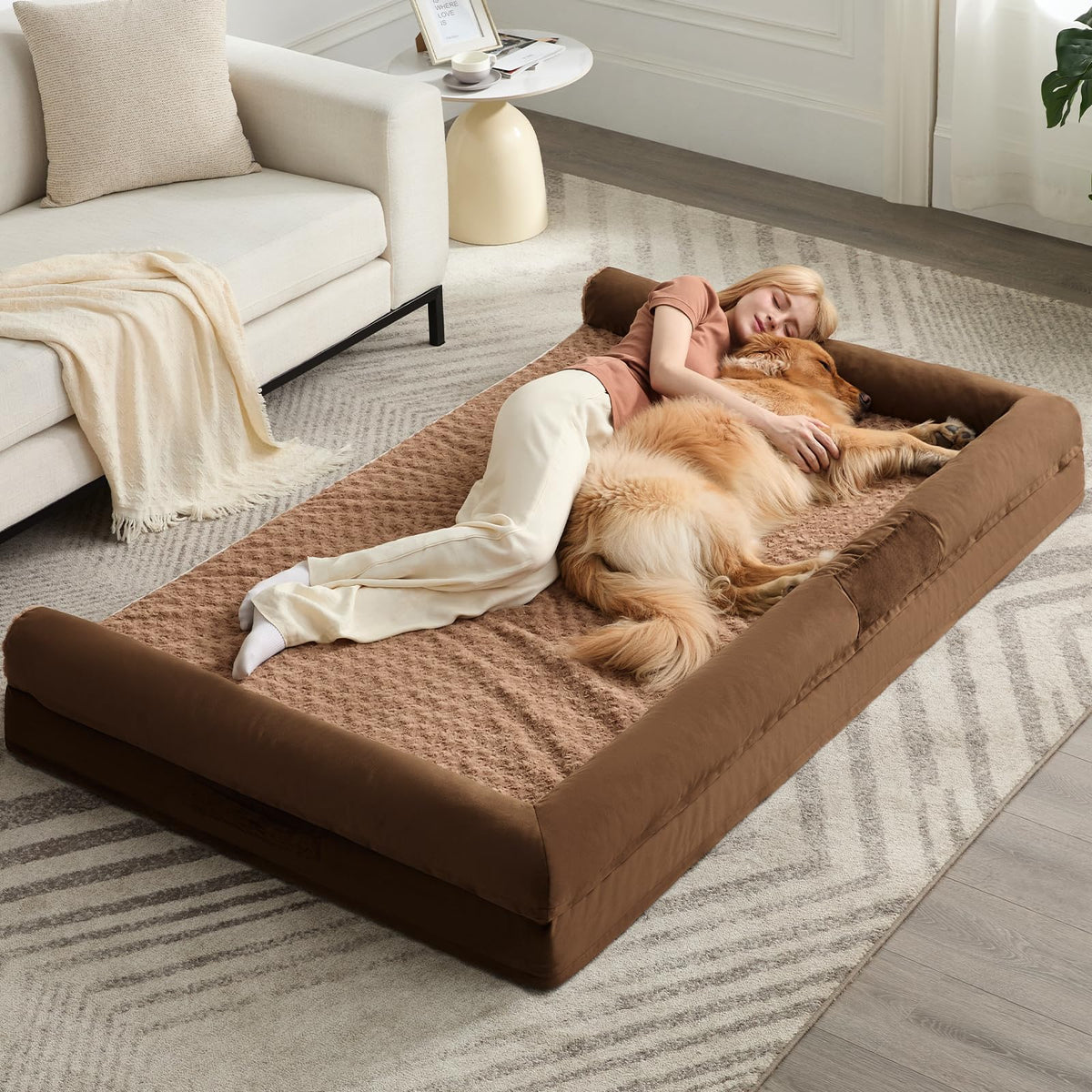 BFPETHOME Orthopedic Washable Dog Beds Large Sized Senior Dog for Comfy Sleeping with Removable Cover, Waterproof Big Soft Pet Couch Bed for Dogs Relax