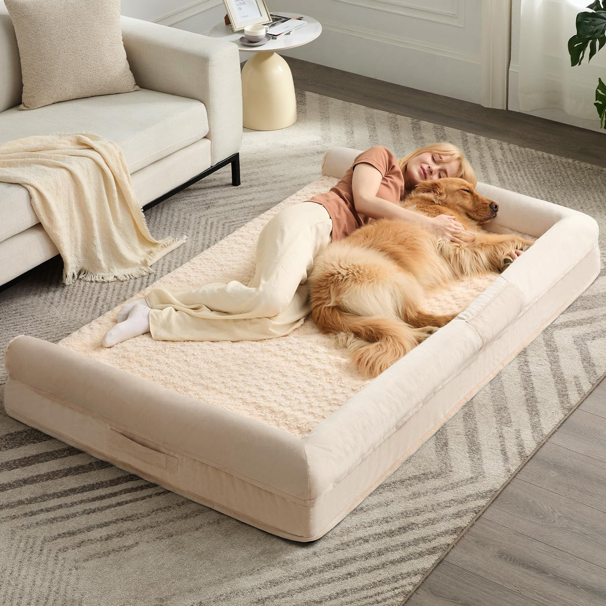 BFPETHOME Orthopedic Washable Dog Beds Large Sized Senior Dog for Comfy Sleeping with Removable Cover, Waterproof Big Soft Pet Couch Bed for Dogs Relax