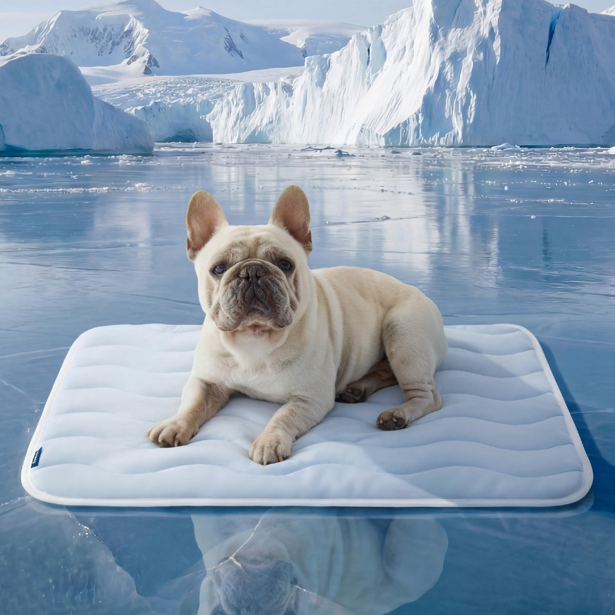 Bedsure Cooling Mat for Large Dogs - Q-Max>0.4 Thin Breathable Cooling Crate Pad Indoor for Pet with Chill Cool Fiber as Cooling Topper，Portable Washable Kennel Mat in Outdoor Summer, 35x23, Blue