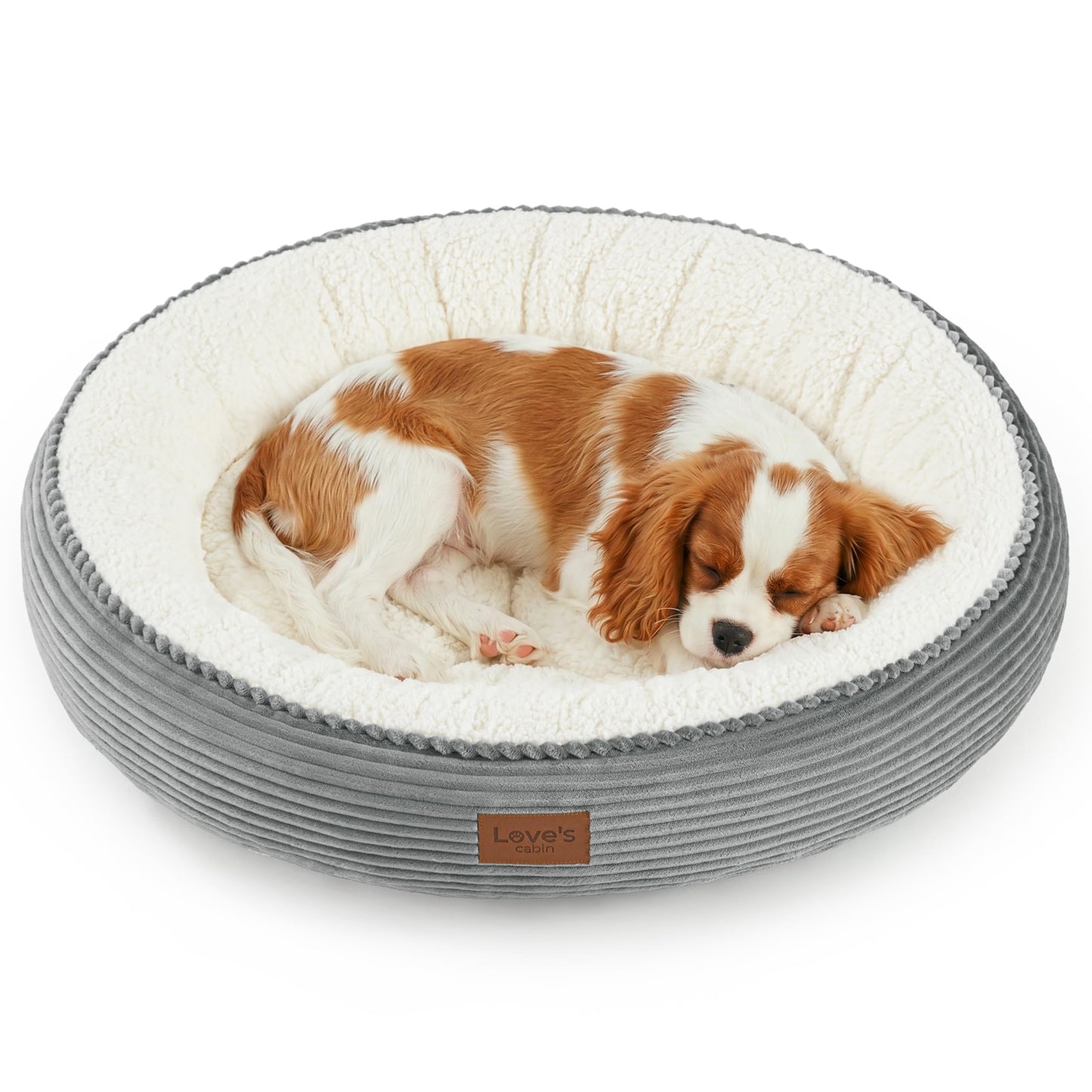 Love's cabin Round Donut Cat and Dog Cushion Bed, 20in Bed for Cats or Small Dogs, Anti-Slip & Water-Resistant Bottom, Super Soft Durable Fabric Pet Beds, Washable Luxury Cat & Dog Bed Gray