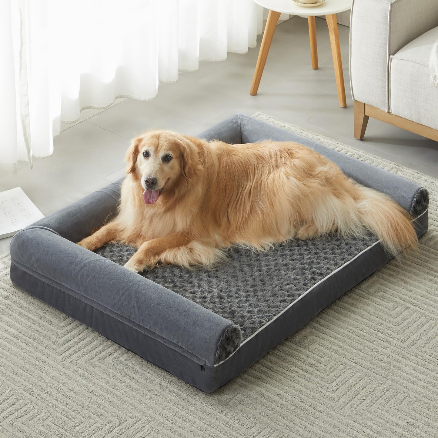 BFPETHOME Orthopedic Washable Dog Beds Large Sized Senior Dog for Comfy Sleeping with Removable Cover, Waterproof Big Soft Pet Couch Bed for Dogs Relax