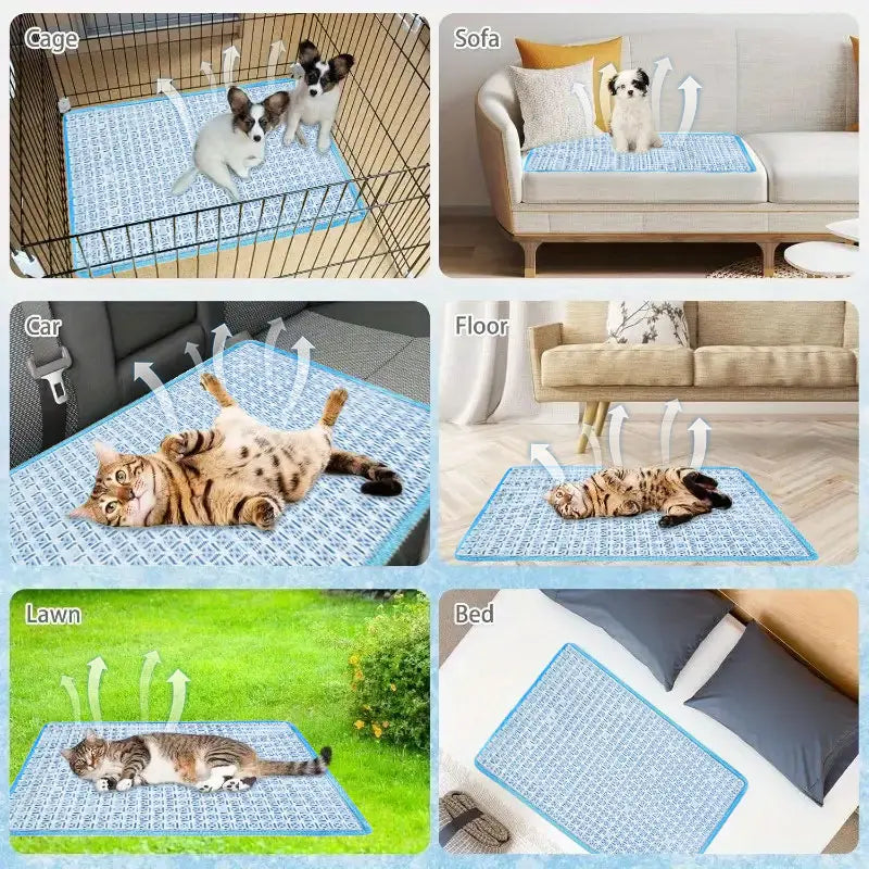 Pet Cooling Mat for Dogs & Cats - Summer Outdoor, Home & Car Comfortable Pet Cooling Pad
