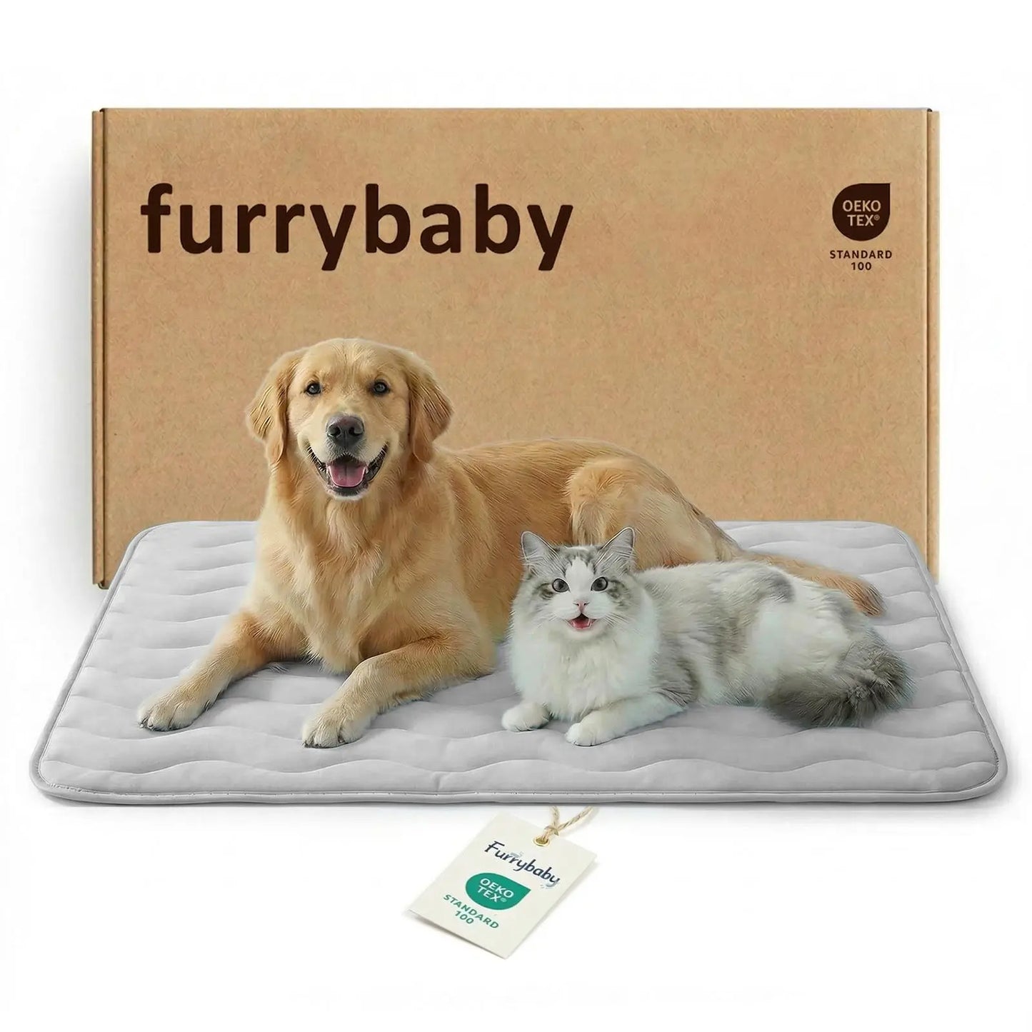 furrybaby Dog Cooling Mat for Large Dogs, 30"x20" Self Cooling Pet Cooling Mat for Dogs & Cats, QMAX>0.5, Thickened Cool Fiber, Cooling pad for Dog Bed, Durable Portable Indoor/Outdoor Summer,Blue