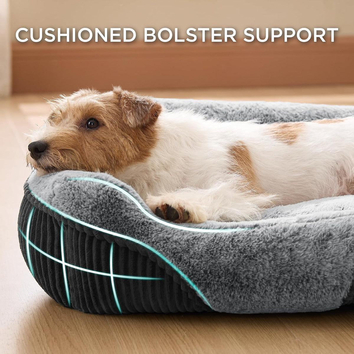 Bedsure Washable Dog Bed Small Medium Size Dog - Rectangle Fluffy Plush Pet Bed Puppy Bed, Comfy Corduroy Fleece and Nonskid Bottom,25x21x7inches,Suitable for Pet Up to 20lbs,Grey