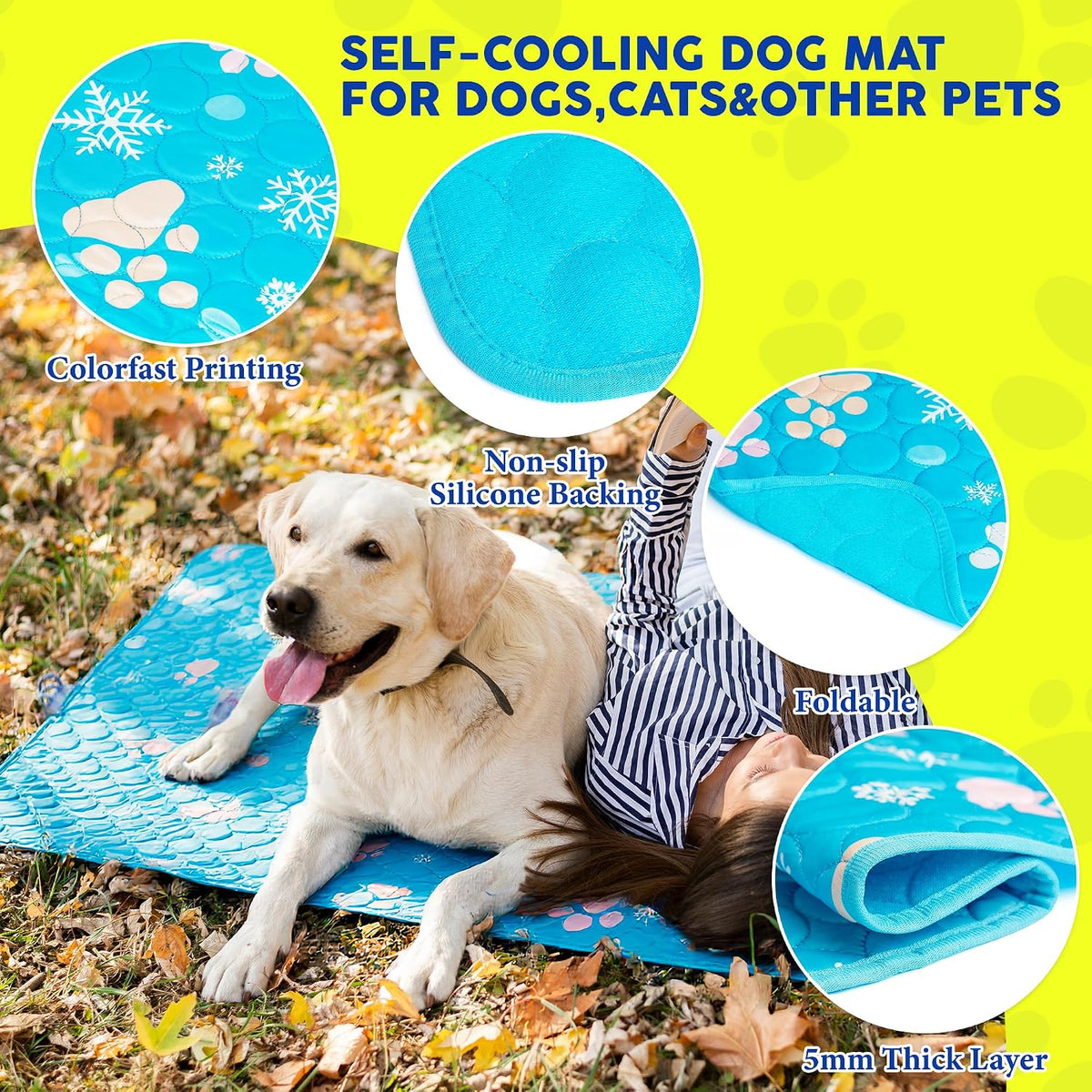 Starry Dogs Premium Waterproof Dog Cooling Blanket, 5-Layer Materials Dog Cooling Mat, Washable Pet Cooling Mat for Summer, Silver Grey Mats Medium Dogs