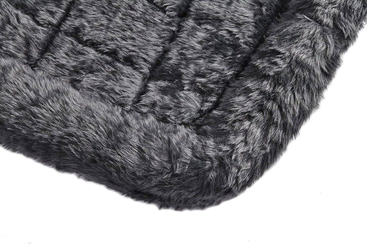 MidWest Homes for Pets QuietTime XXS Dog Bed - Gray Faux Fur Bolster, Ultra-Soft and Machine Washable, Fits 18-Inch Crates and Carriers, for Small Dogs and Cats