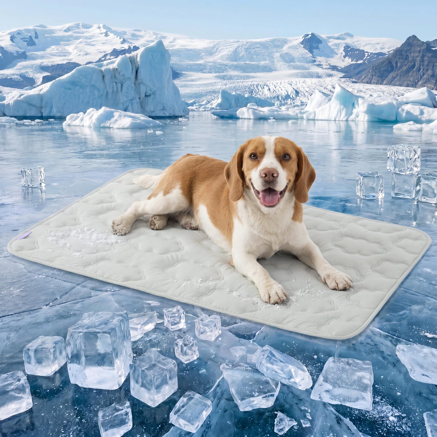 LE SURE Dog Cooling Mat for Extra Large Dogs -Q-Max>0.5 XL Breathable Thin Cool Crate Pad with Chill Cold Fiber and Innovative Mesh Base Design, Portable Washable Pet Kennel Mat for Summer,44x30,Blue