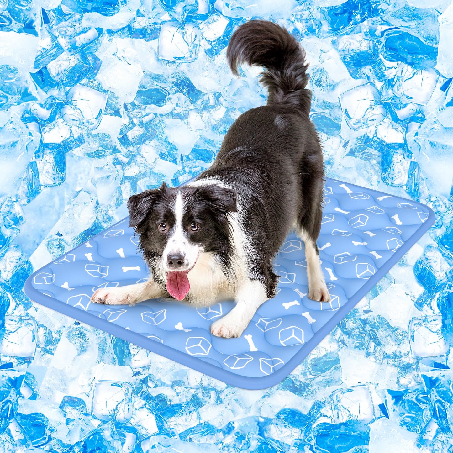 Rywell Dog Cooling Mat 2.0, Elegant Grey, 44"*32" Thick & Durable Cooling Mat for Extra Large Dogs, Extended Cooling with Waterproof & Color-Changing Arc-Chill Fiber (Q-Max>0.5), Ideal for Summer