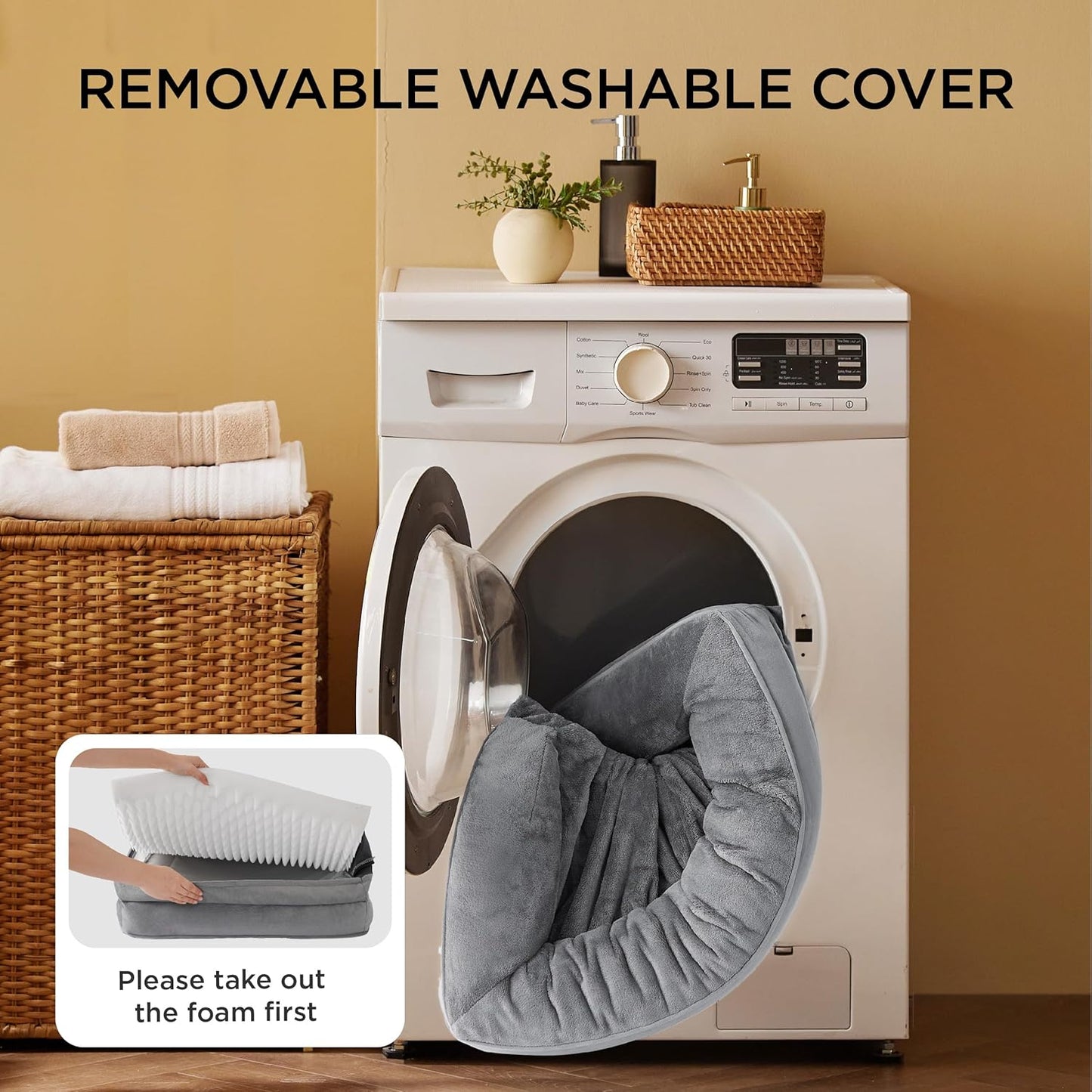 Bedsure Orthopedic Dog Beds Large Sized Dog - Washable Large Dog Cat Bed Waterproof, Comfort Dogs Couch Sofa with Washable Removable Cover, Pet Bed with Nonskid Bottom, Grey, 35"