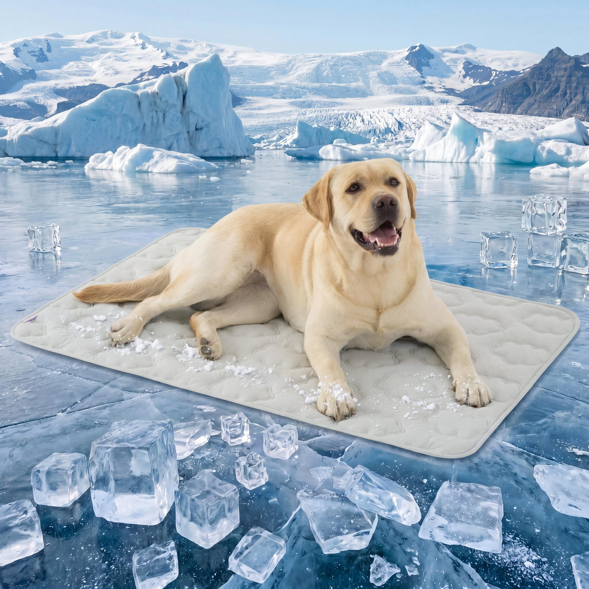 LE SURE Dog Cooling Mat for Extra Large Dogs -Q-Max>0.5 XL Breathable Thin Cool Crate Pad with Chill Cold Fiber and Innovative Mesh Base Design, Portable Washable Pet Kennel Mat for Summer,44x30,Blue
