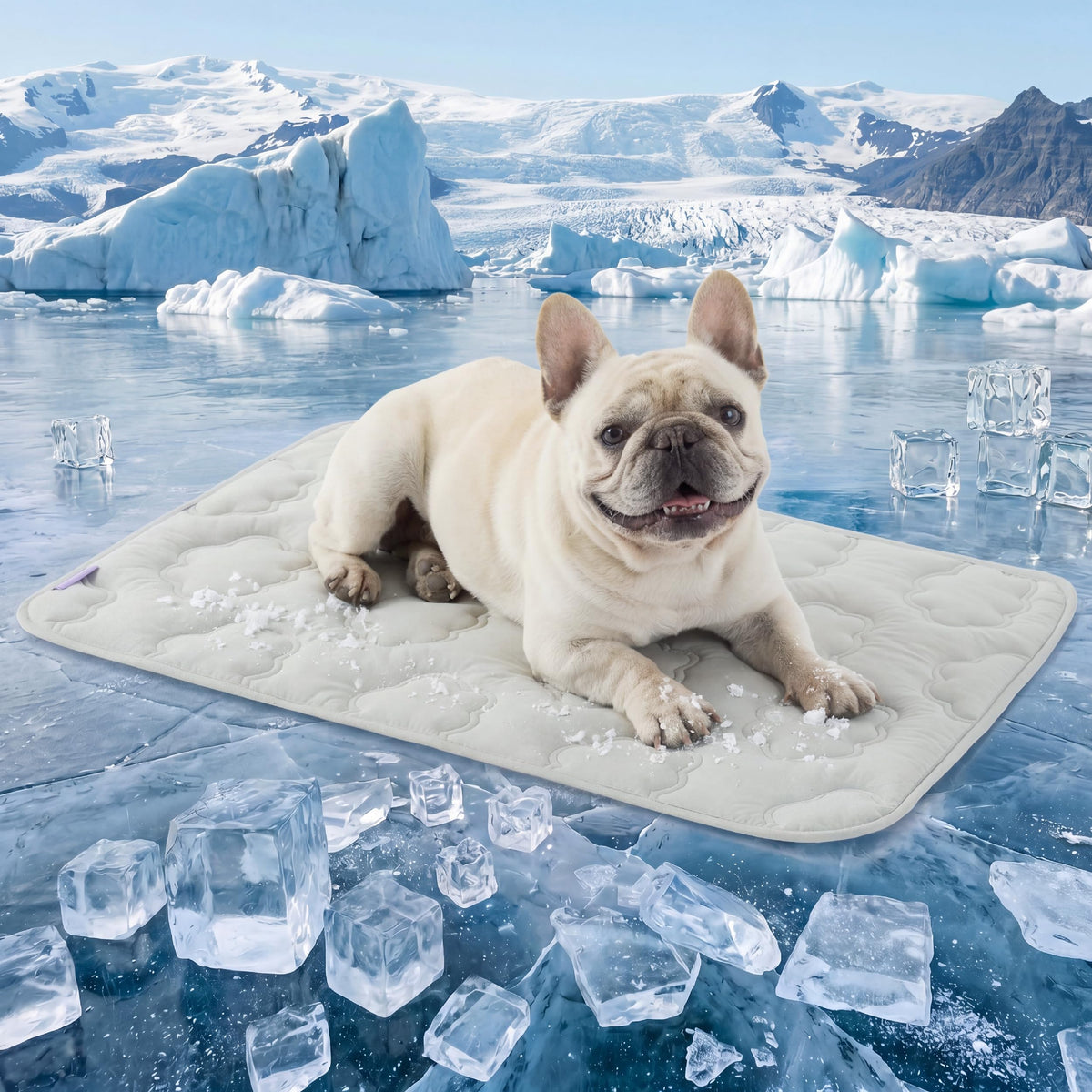 LE SURE Dog Cooling Mat for Extra Large Dogs -Q-Max>0.5 XL Breathable Thin Cool Crate Pad with Chill Cold Fiber and Innovative Mesh Base Design, Portable Washable Pet Kennel Mat for Summer,44x30,Blue