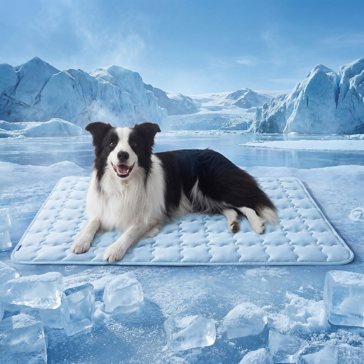 Bedsure Cooling Dog Mat Extra Large, Q-Max>0.5 XL Thin Breathable Cold Crate Pad for Pet, Portable Washable Kennel Bed for Summer Active Dog with Chill Soothing Fabric to Rapid Cooling, 41x28, Blue