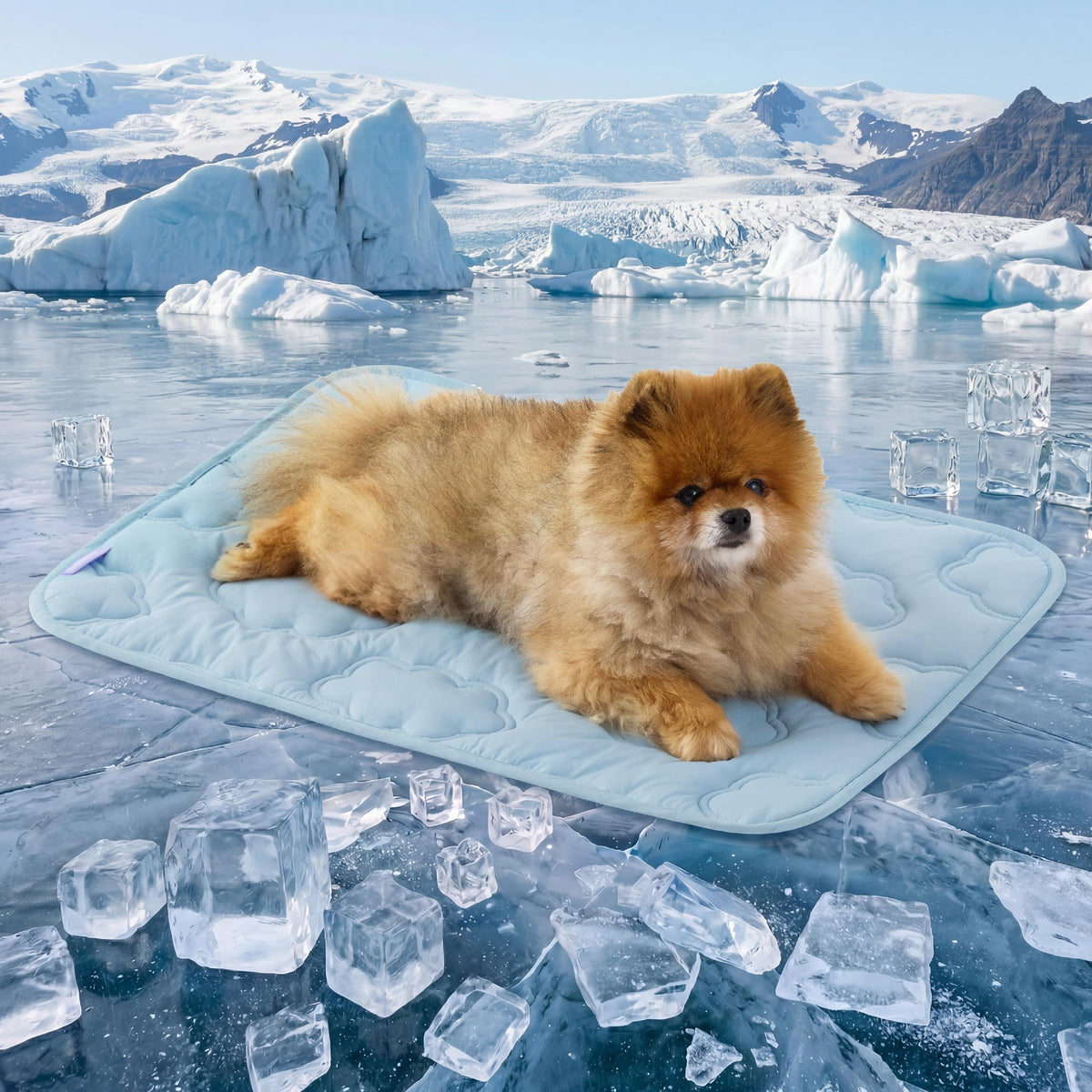 LE SURE Dog Cooling Mat for Extra Large Dogs -Q-Max>0.5 XL Breathable Thin Cool Crate Pad with Chill Cold Fiber and Innovative Mesh Base Design, Portable Washable Pet Kennel Mat for Summer,44x30,Blue