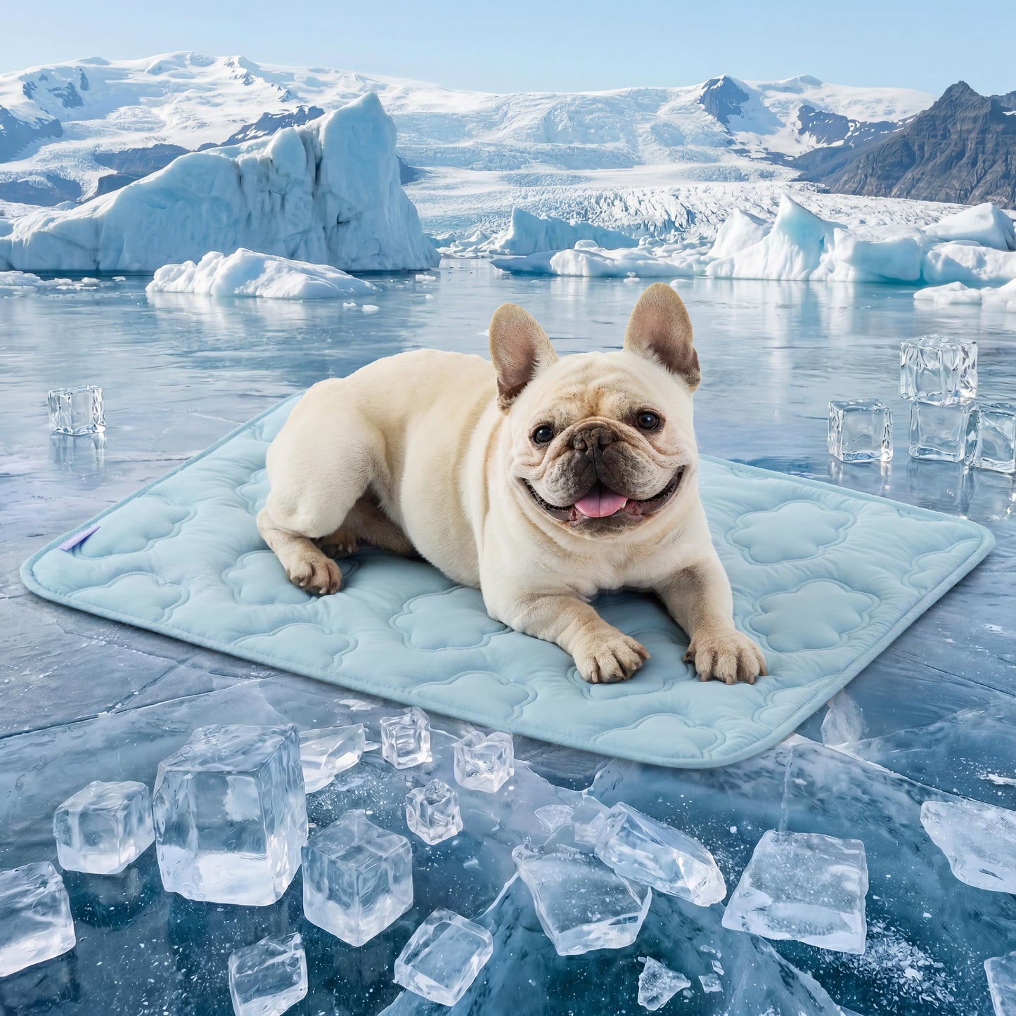 LE SURE Dog Cooling Mat for Extra Large Dogs -Q-Max>0.5 XL Breathable Thin Cool Crate Pad with Chill Cold Fiber and Innovative Mesh Base Design, Portable Washable Pet Kennel Mat for Summer,44x30,Blue