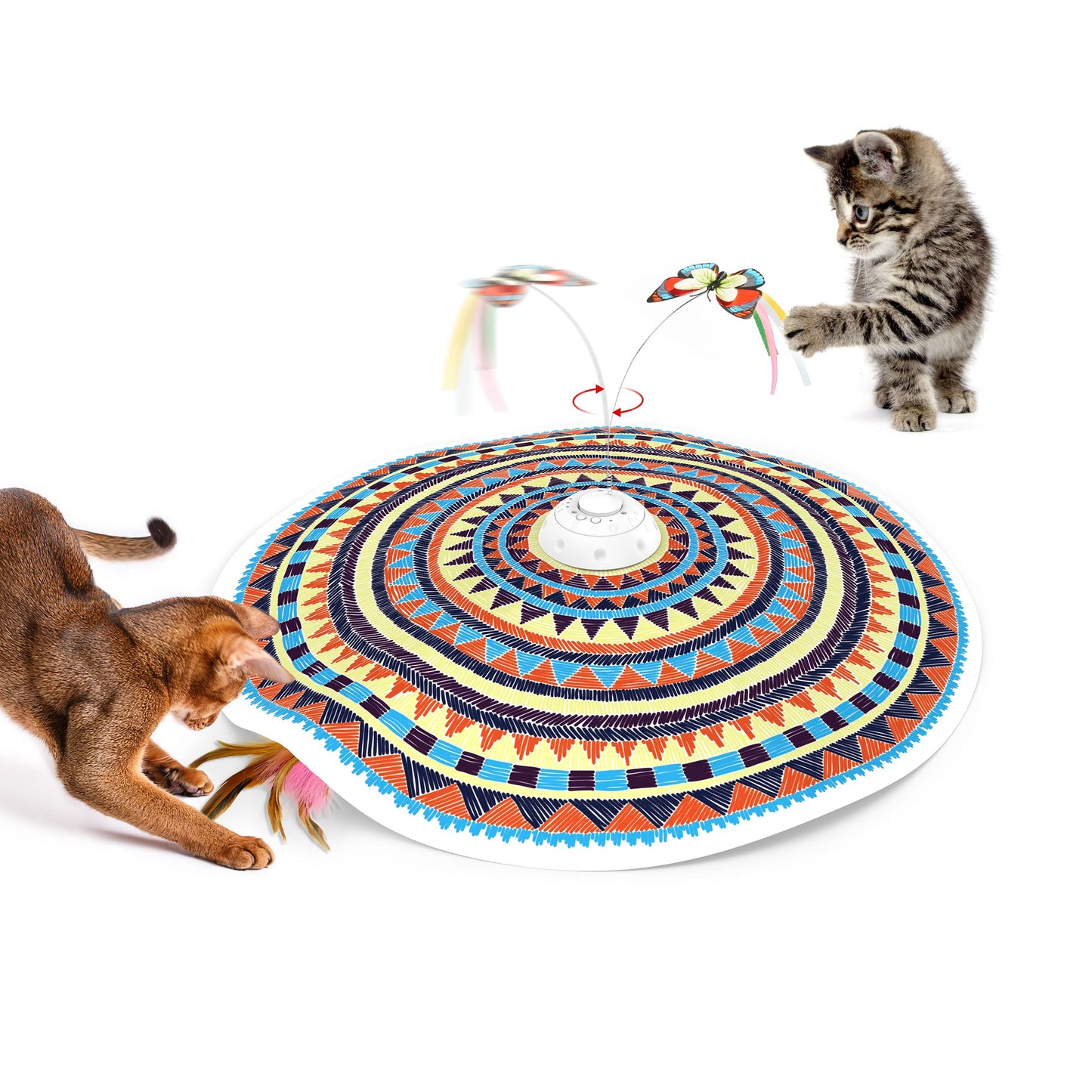 Potaroma Cat Toys Chargeable, 3in1 Hide and Seek, Automatic Interactive Fun, Fluttering Butterfly, Moving Feather, Kitten Wand, Indoor Kitty Exercise Kicker 22.8 Inch Cover for All Breeds