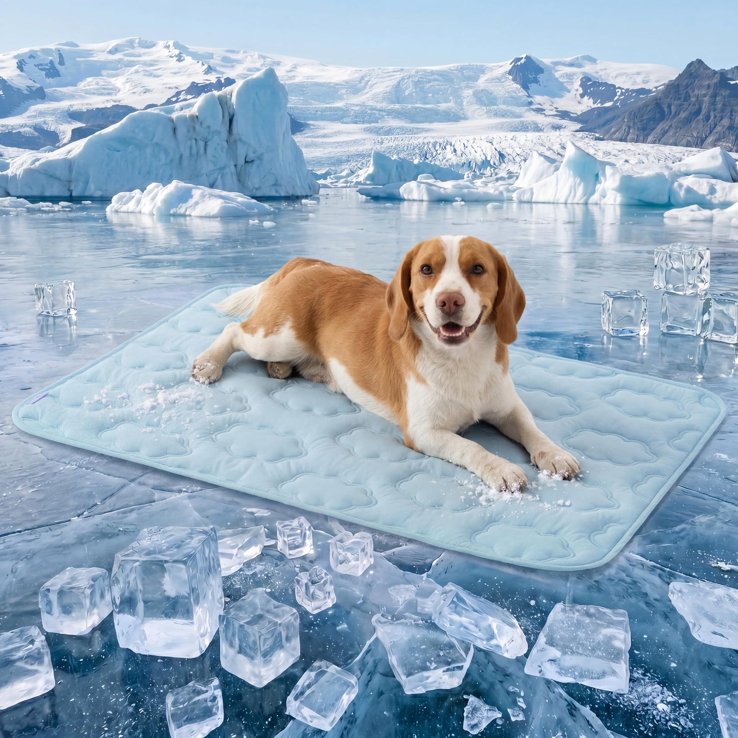 LE SURE Dog Cooling Mat for Extra Large Dogs -Q-Max>0.5 XL Breathable Thin Cool Crate Pad with Chill Cold Fiber and Innovative Mesh Base Design, Portable Washable Pet Kennel Mat for Summer,44x30,Blue