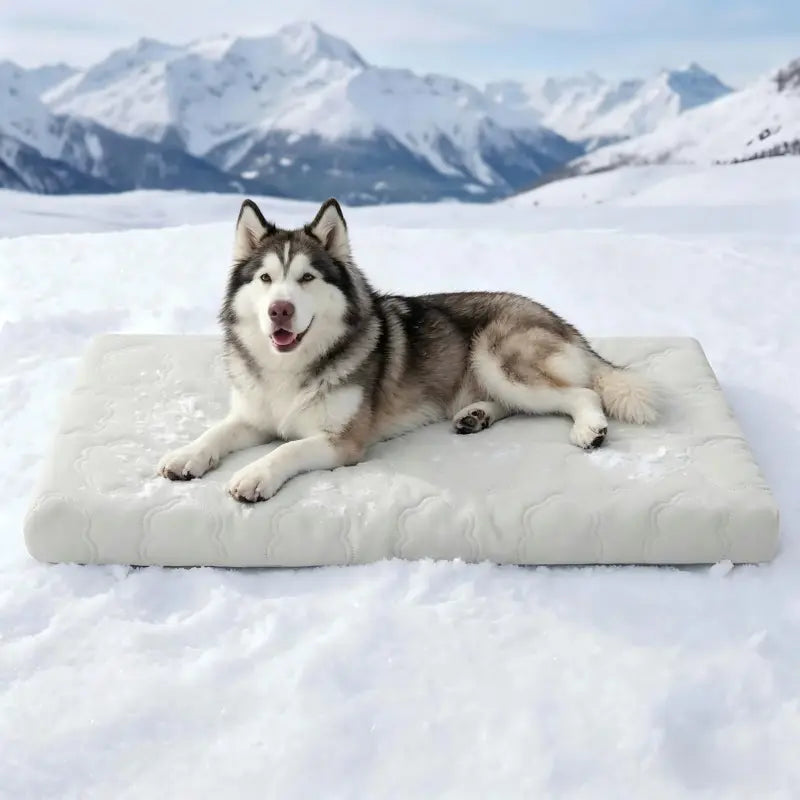 Orthopedic Cooling Dog Bed Mat Cloud-Like Cool Breathable Fabric 25D Support Foam Pressure Relief Removable Washable Cover Summer Pet Crate Mattress Cushion For Small Medium Large Dogs Cats Blue Gray S-XXL