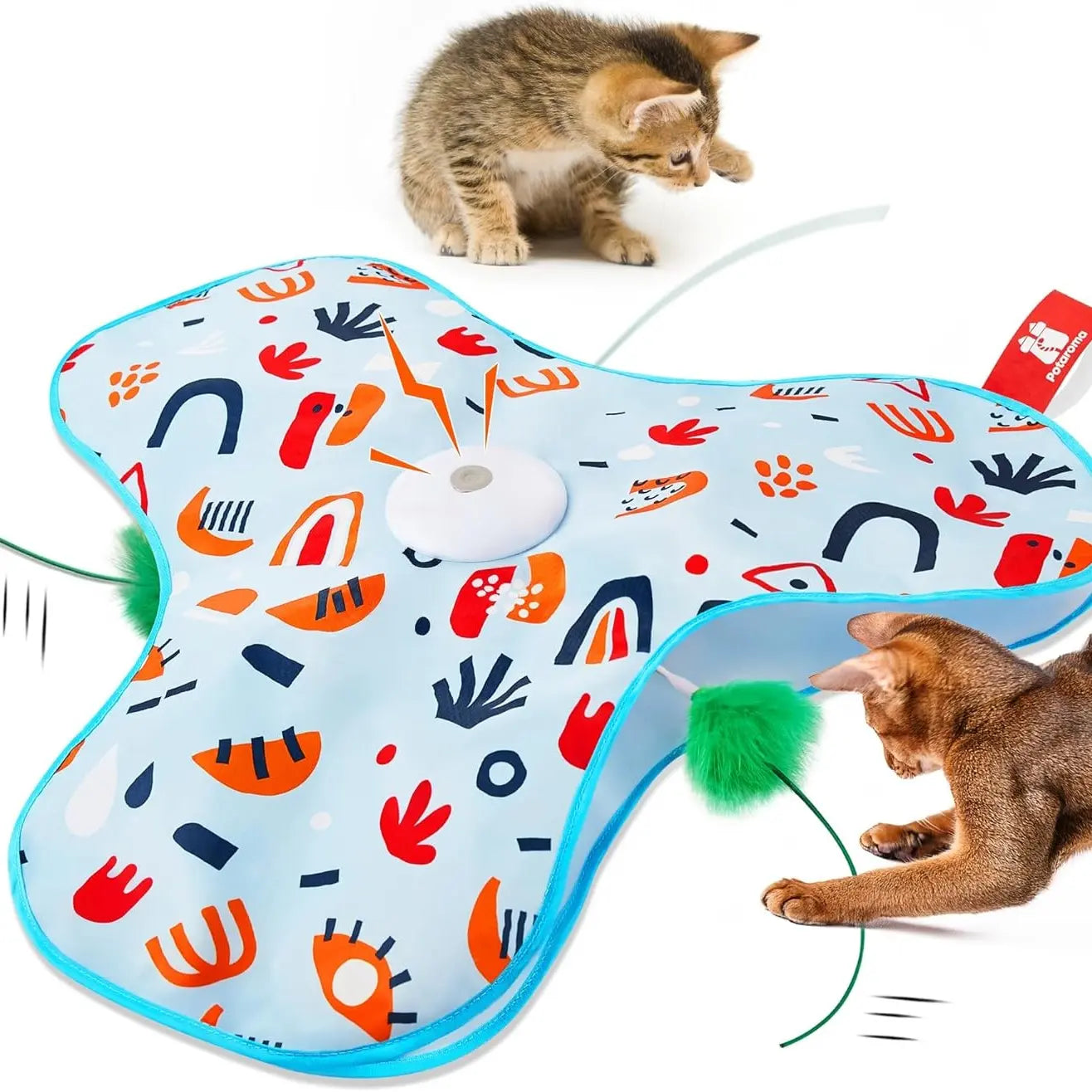 Potaroma Hide and Seek Cat Toys, in-The-Cover Unpredicatable Moving Feather, Interactive Kitten Wand Toy, Automatic Chargeable Cat Toy, Indoor Exercise Kicker for All Breeds, Floral Cover #SummerVibes #petlovers
