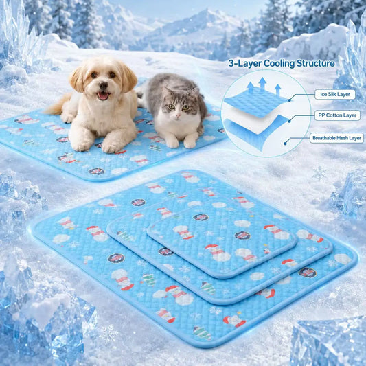 Size L Upgraded Ice Bean Cooling Mat for Dogs Cats, 3D Cool-Touch Breathable Pad with Instant Cooling Technology, Non-Slip Durable Pet Mat for Indoor & Outdoor Use, Summer Cozy Pet Bed Supplies