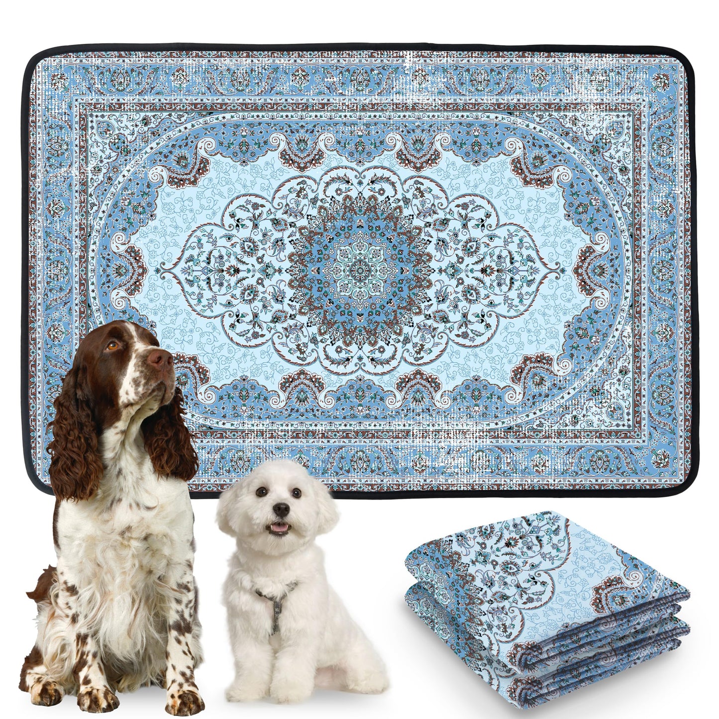 PatiencET Dog Cooling Mat, 22 x 28 in No-Gel Cooling Pad for Small Dogs, Puppies and Cats, Cool Touch Nylon Pet Mat, Washable Summer Dog Mat for Crate, Floor, Sofa, Car, Blue