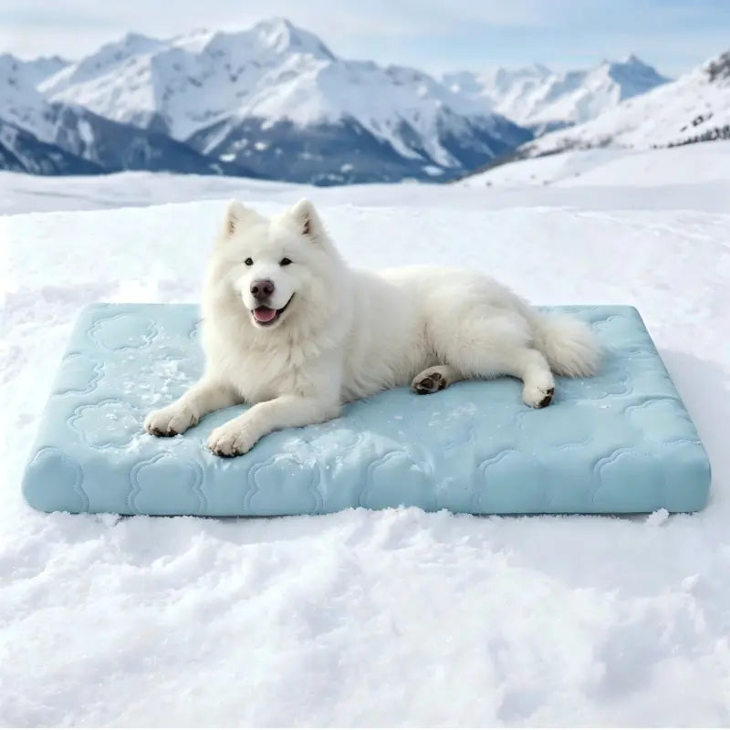 Orthopedic Cooling Dog Bed Mat Cloud-Like Cool Breathable Fabric 25D Support Foam Pressure Relief Removable Washable Cover Summer Pet Crate Mattress Cushion For Small Medium Large Dogs Cats Blue Gray S-XXL