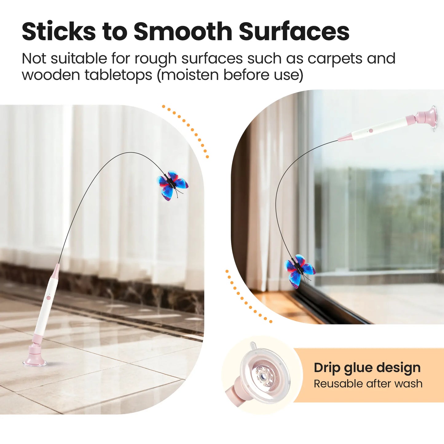 Potaroma Spinning Butterfly Cat Toy Wand – Rechargeable Electric Touch-Activated Interactive Cat Teaser with Suction Cup, Self-Play & Handheld Modes, Durable Automatic Play for Indoor Kittens and Cats #SummerVibes #petlovers