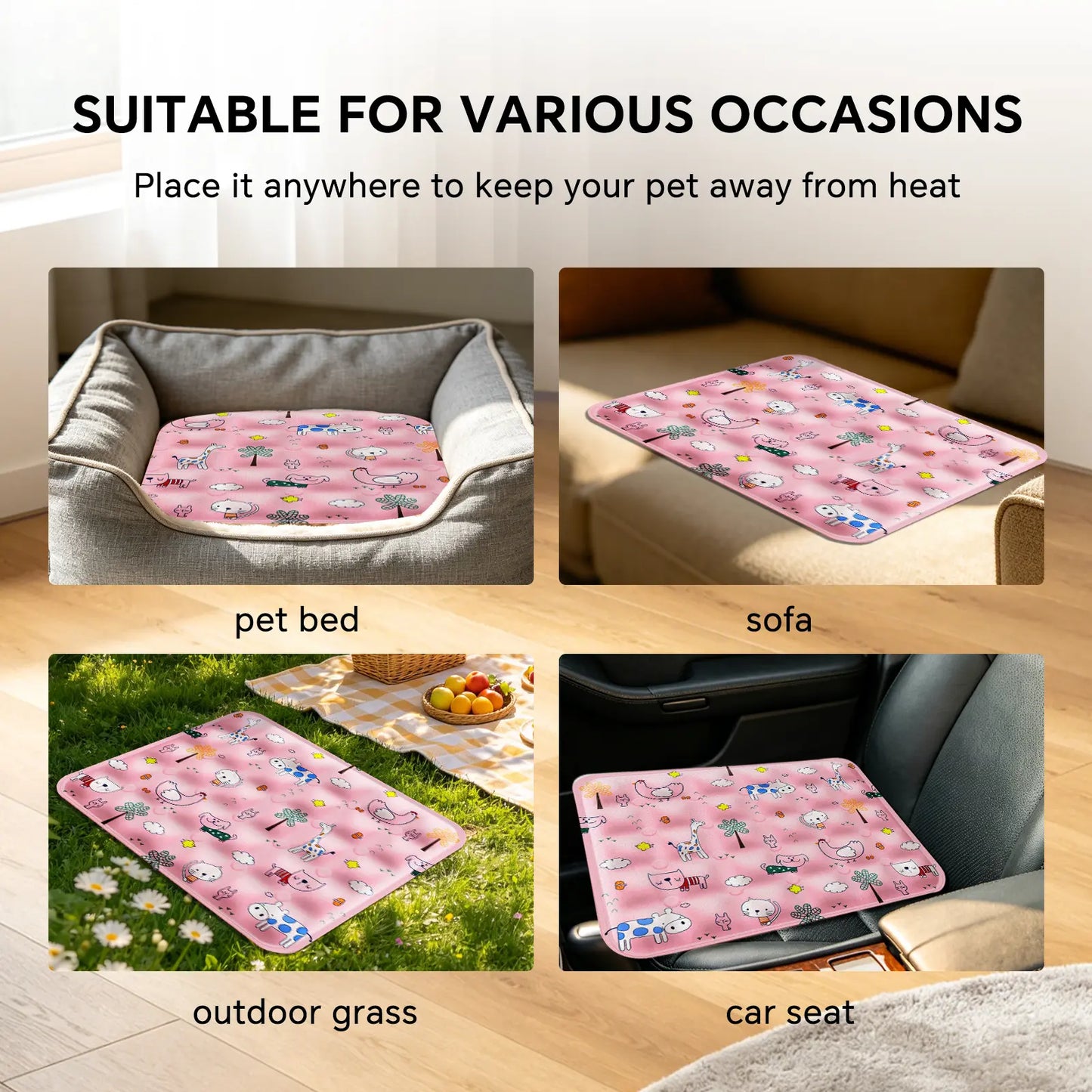 Summer Pet Cooling Mat - Cat and Dog Sleeping Mat, Cool Dinosaur Pattern, Comfortable and Soft, Suitable for Pets