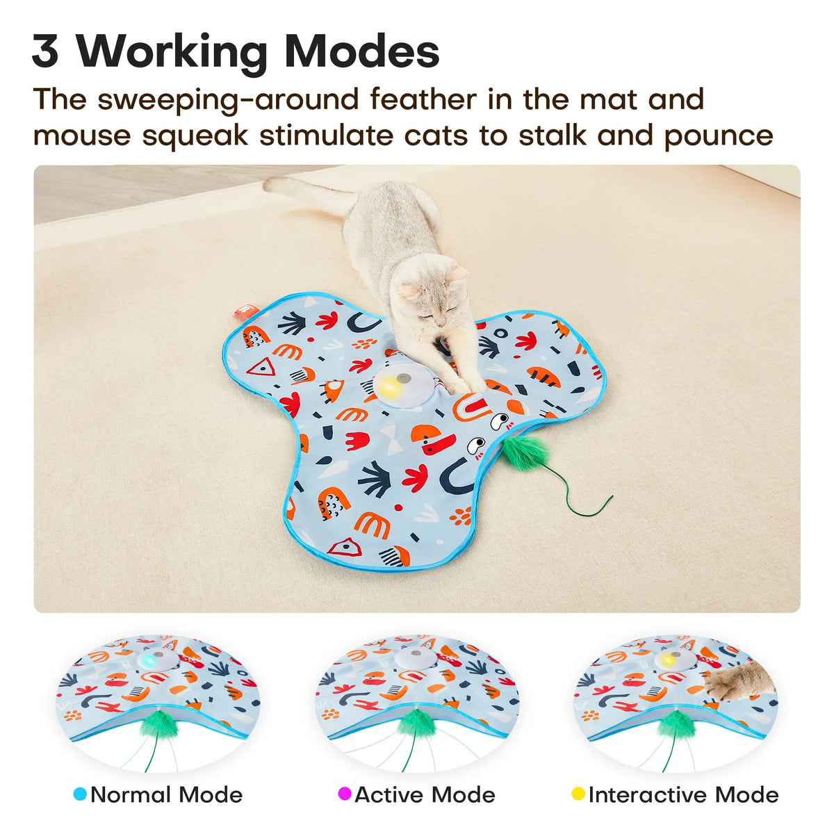 Potaroma Hide and Seek Cat Toys, in-The-Cover Unpredicatable Moving Feather, Interactive Kitten Wand Toy, Automatic Chargeable Cat Toy, Indoor Exercise Kicker for All Breeds, Floral Cover #SummerVibes #petlovers