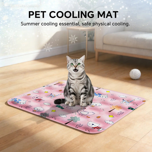 Summer Pet Cooling Mat - Cat and Dog Sleeping Mat, Cool Dinosaur Pattern, Comfortable and Soft, Suitable for Pets